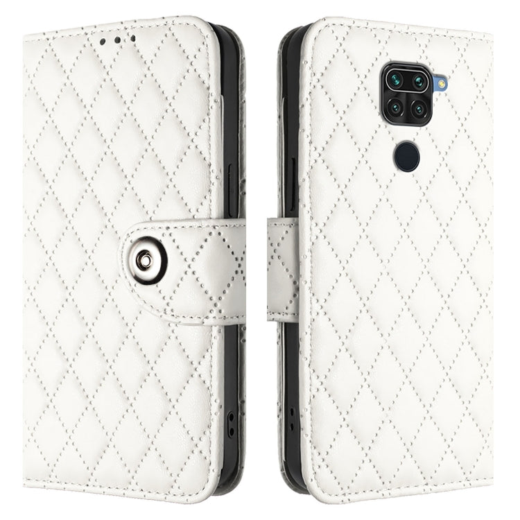 For Redmi Note 9 Global / 10X 4G Rhombic Texture Flip Leather Phone Case with Lanyard
