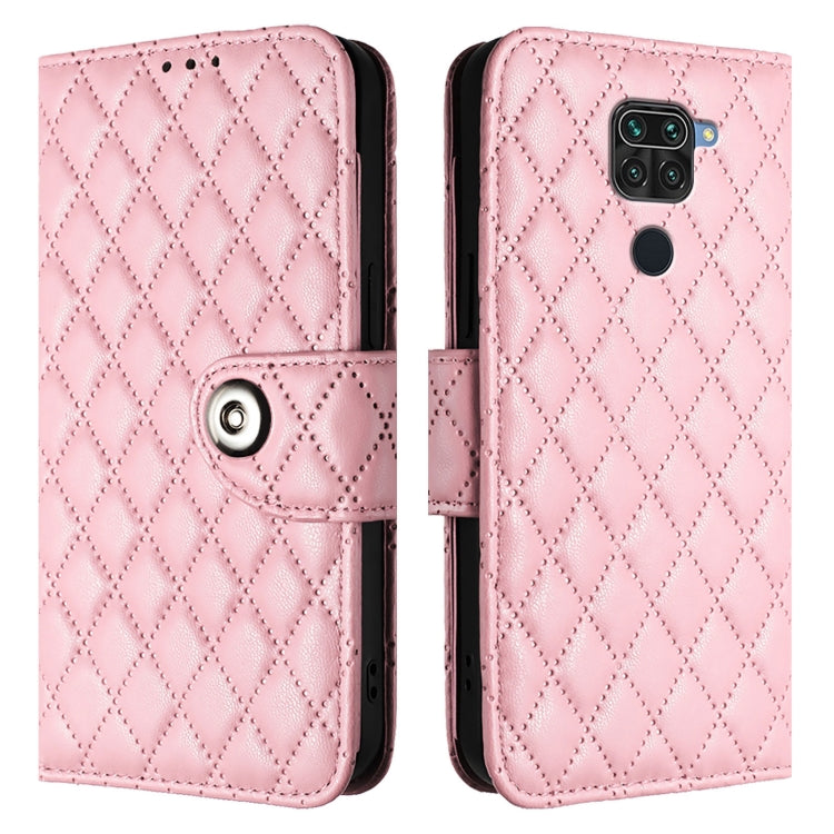 For Redmi Note 9 Global / 10X 4G Rhombic Texture Flip Leather Phone Case with Lanyard