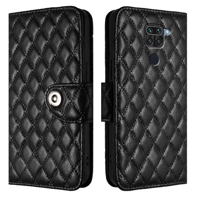 For Redmi Note 9 Global / 10X 4G Rhombic Texture Flip Leather Phone Case with Lanyard