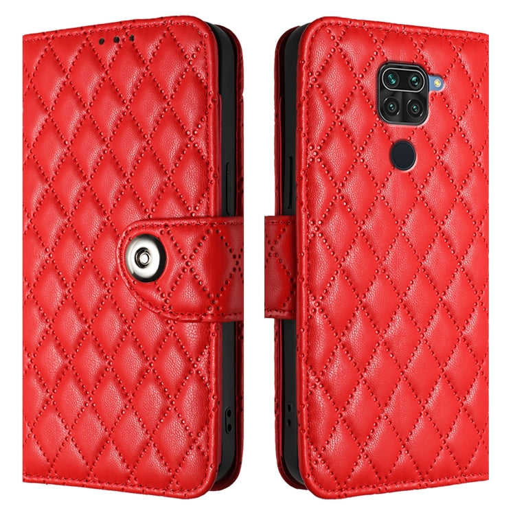 For Redmi Note 9 Global / 10X 4G Rhombic Texture Flip Leather Phone Case with Lanyard