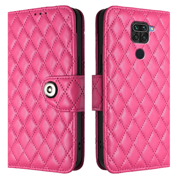 For Redmi Note 9 Global / 10X 4G Rhombic Texture Flip Leather Phone Case with Lanyard