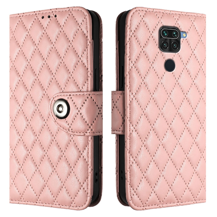 For Redmi Note 9 Global / 10X 4G Rhombic Texture Flip Leather Phone Case with Lanyard