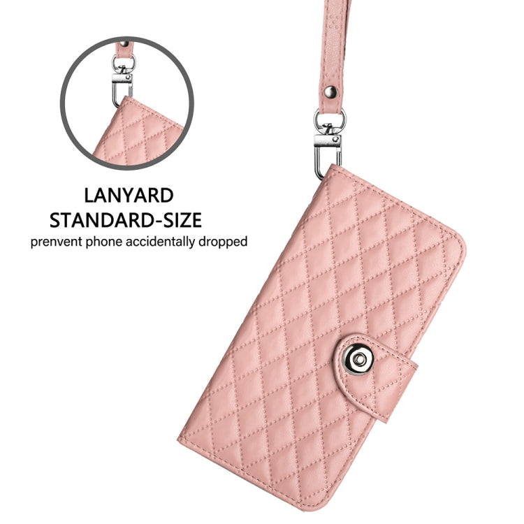 For Redmi Note 9 Global / 10X 4G Rhombic Texture Flip Leather Phone Case with Lanyard