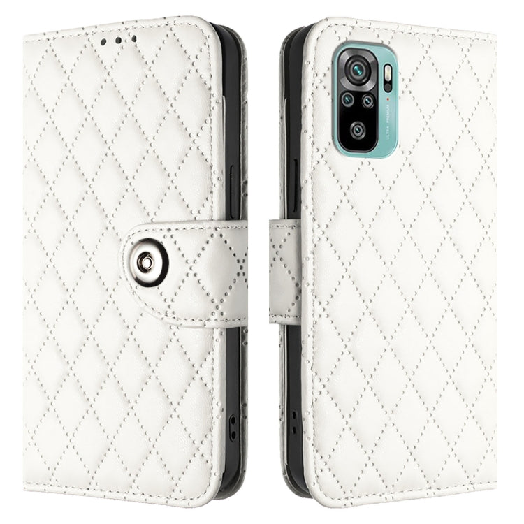 For Redmi Note 10 4G / Note 10S Rhombic Texture Flip Leather Phone Case with Lanyard