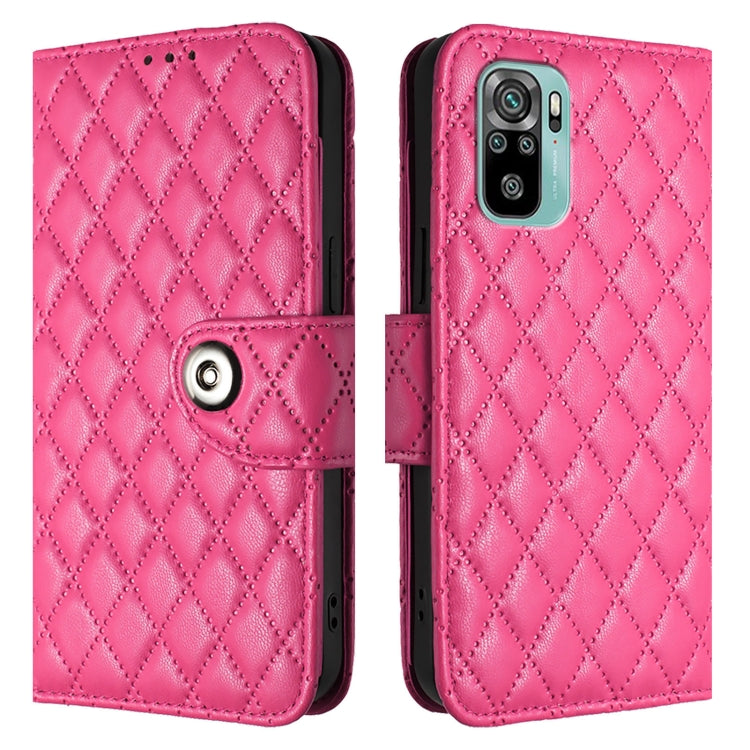 For Redmi Note 10 4G / Note 10S Rhombic Texture Flip Leather Phone Case with Lanyard