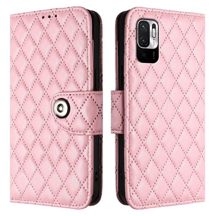 For Redmi Note 10 5G / Note 10T 5G Rhombic Texture Flip Leather Phone Case with Lanyard