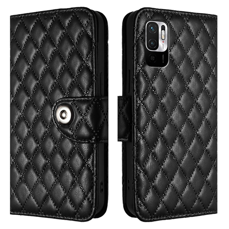 For Redmi Note 10 5G / Note 10T 5G Rhombic Texture Flip Leather Phone Case with Lanyard