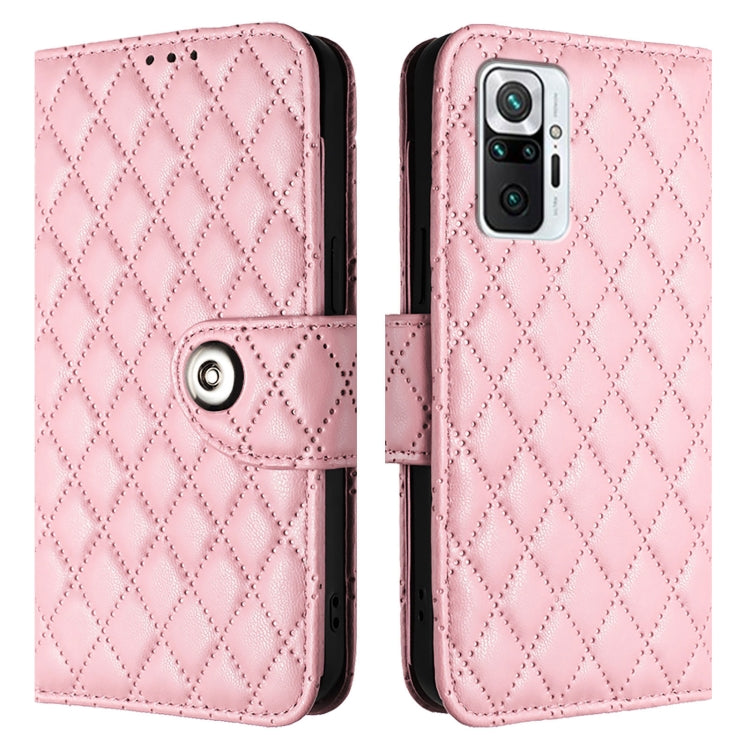 For Redmi Note 10 Pro / Note 10 Pro Max Rhombic Texture Flip Leather Phone Case with Lanyard