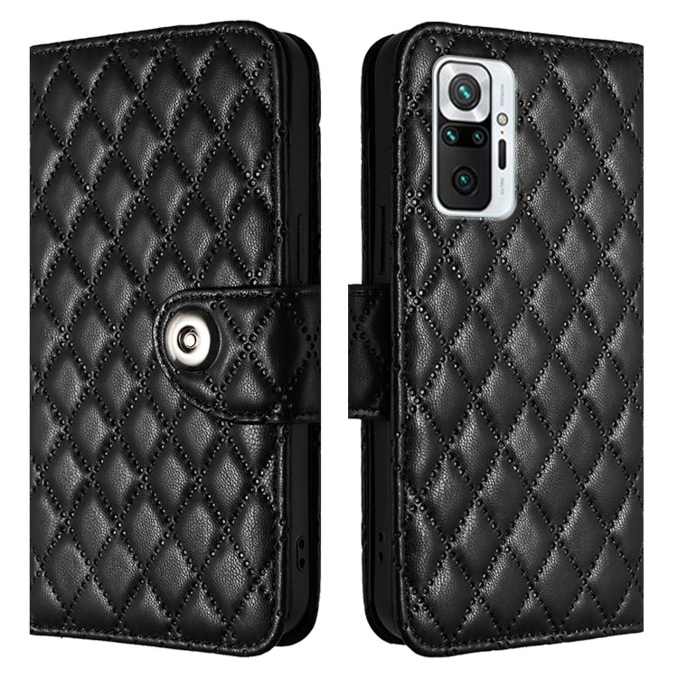 For Redmi Note 10 Pro / Note 10 Pro Max Rhombic Texture Flip Leather Phone Case with Lanyard