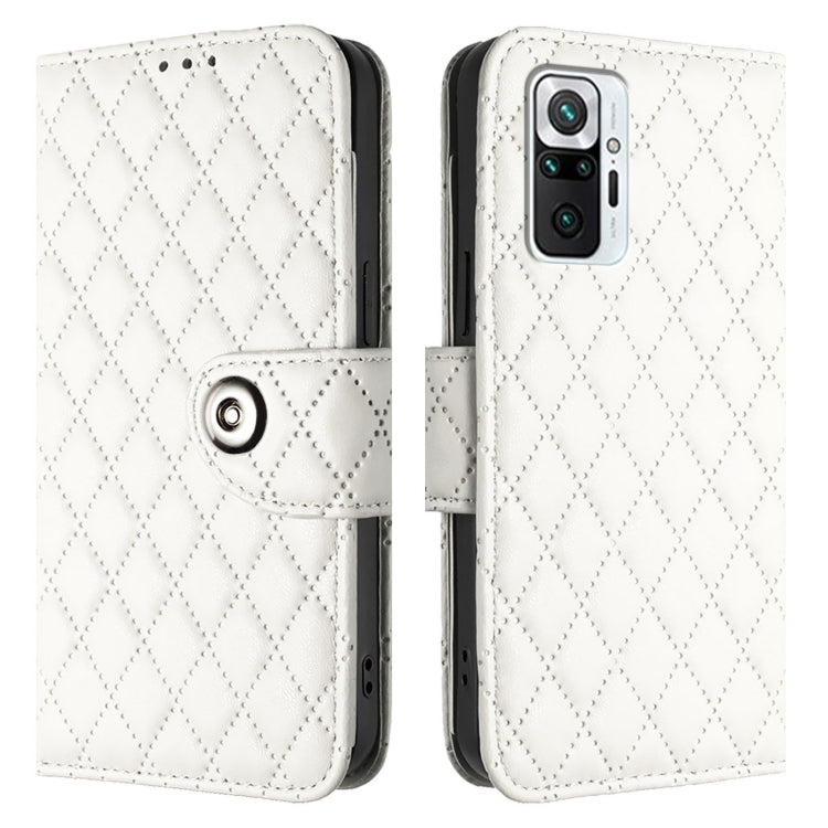 For Redmi Note 10 Pro India Rhombic Texture Flip Leather Phone Case with Lanyard