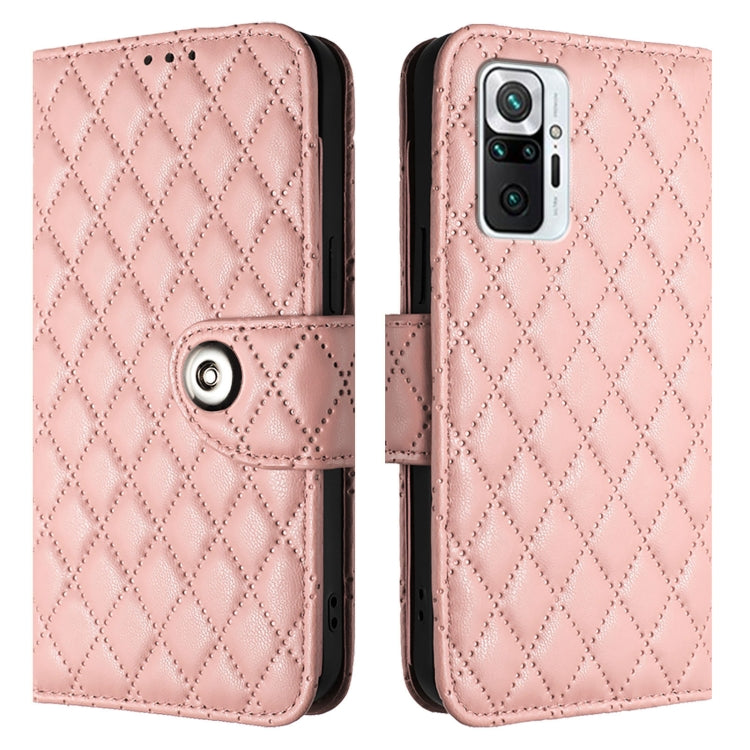 For Redmi Note 10 Pro India Rhombic Texture Flip Leather Phone Case with Lanyard