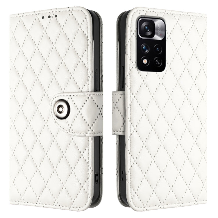 For Redmi Note 11 Pro+ 5G EU Rhombic Texture Flip Leather Phone Case with Lanyard