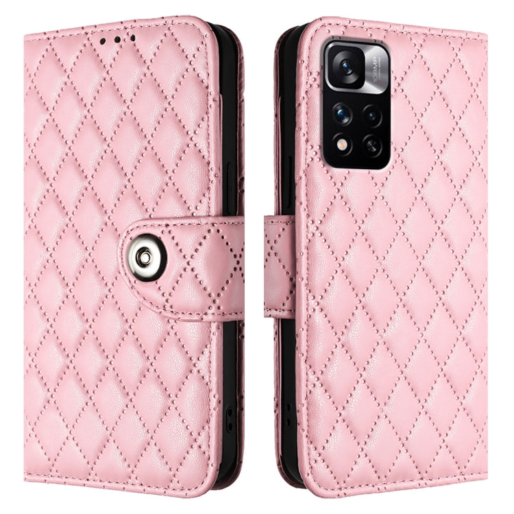 For Redmi Note 11 Pro+ 5G EU Rhombic Texture Flip Leather Phone Case with Lanyard