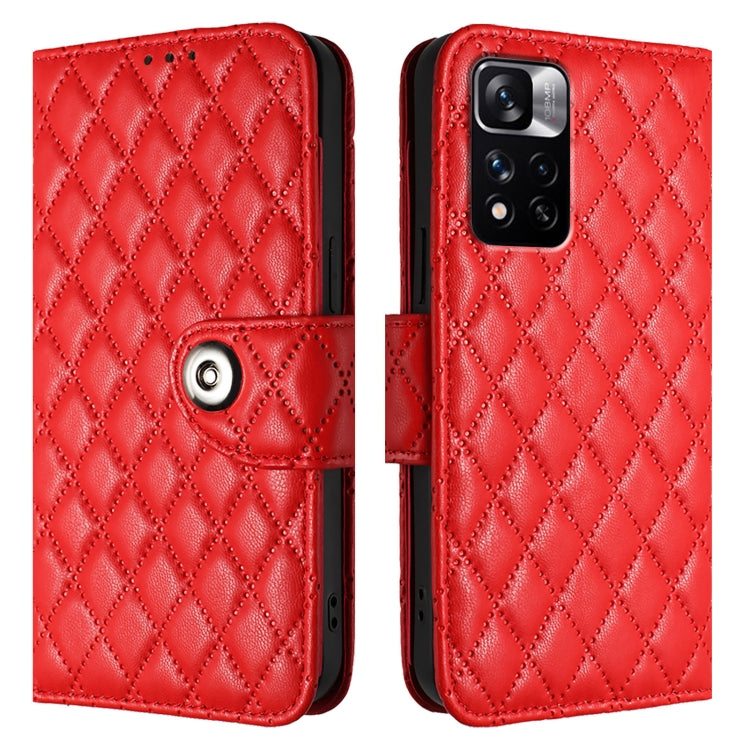 For Redmi Note 11 Pro+ 5G EU Rhombic Texture Flip Leather Phone Case with Lanyard