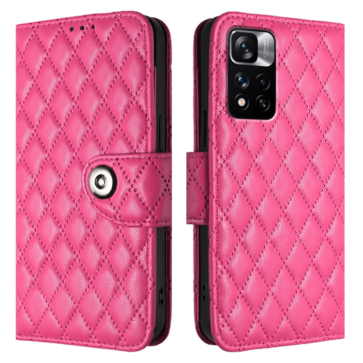 For Redmi Note 11 Pro+ 5G EU Rhombic Texture Flip Leather Phone Case with Lanyard