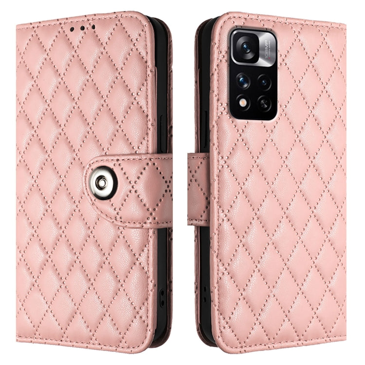 For Redmi Note 11 Pro+ 5G EU Rhombic Texture Flip Leather Phone Case with Lanyard