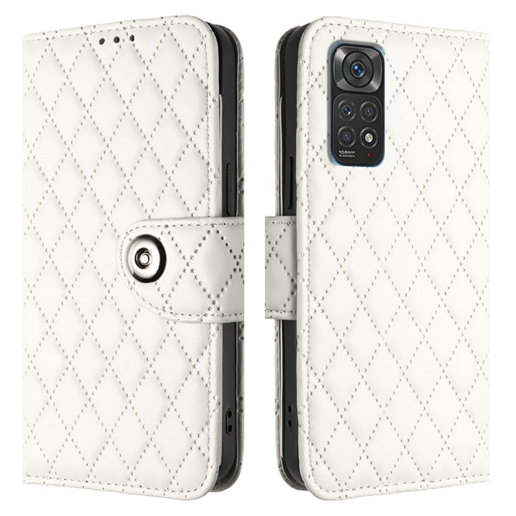 For Redmi Note 11S 5G Rhombic Texture Flip Leather Phone Case with Lanyard