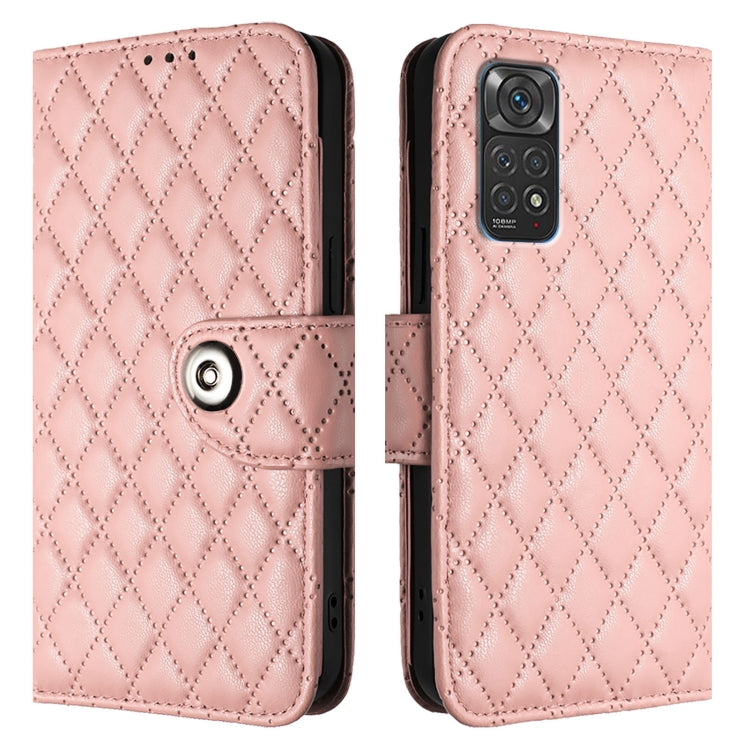 For Redmi Note 11S 5G Rhombic Texture Flip Leather Phone Case with Lanyard