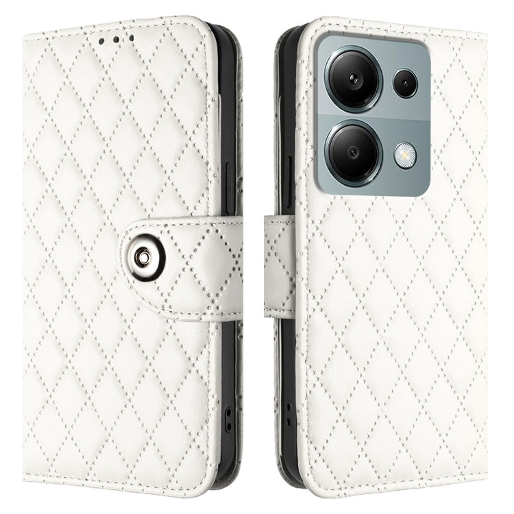 For Redmi Note 13 Pro 4G Global Rhombic Texture Flip Leather Phone Case with Lanyard