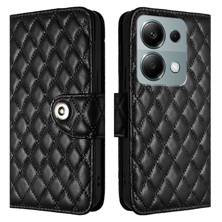 For Redmi Note 13 Pro 4G Global Rhombic Texture Flip Leather Phone Case with Lanyard