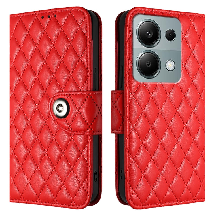 For Redmi Note 13 Pro 4G Global Rhombic Texture Flip Leather Phone Case with Lanyard