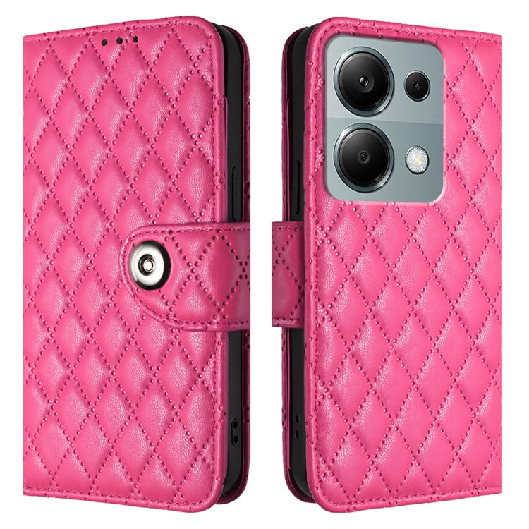 For Redmi Note 13 Pro 4G Global Rhombic Texture Flip Leather Phone Case with Lanyard