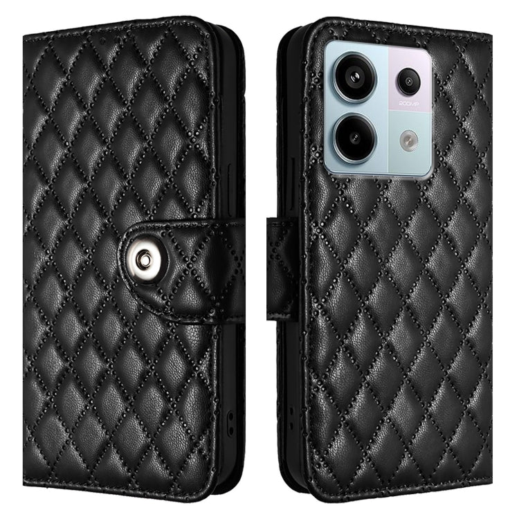 For Redmi Note 13 Pro 5G Global Rhombic Texture Flip Leather Phone Case with Lanyard