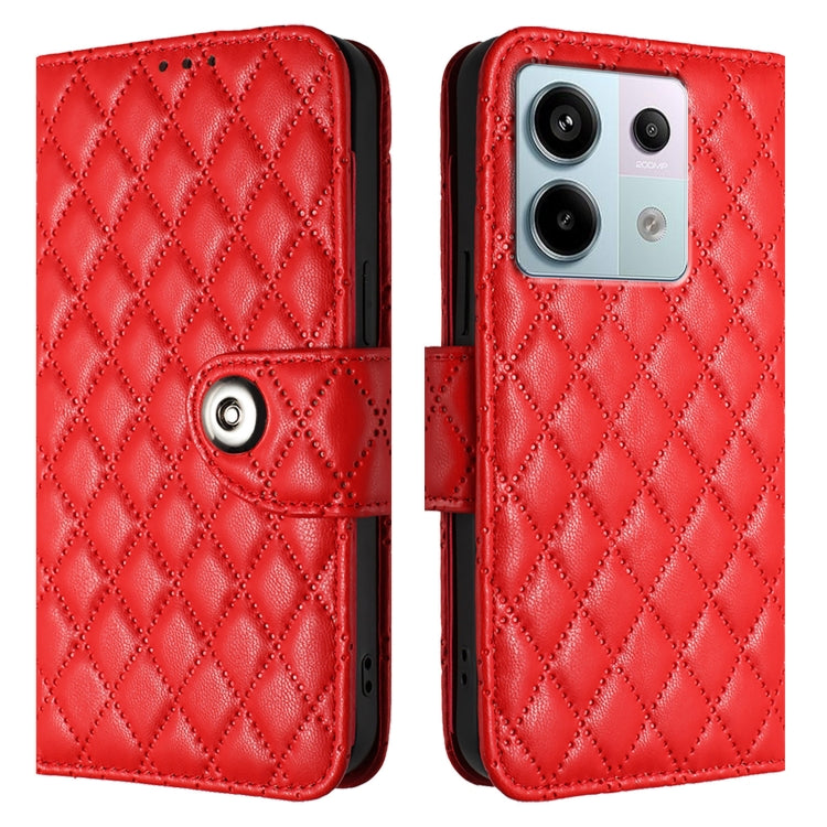For Redmi Note 13 Pro 5G Global Rhombic Texture Flip Leather Phone Case with Lanyard