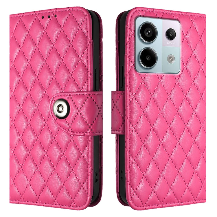 For Redmi Note 13 Pro 5G Global Rhombic Texture Flip Leather Phone Case with Lanyard