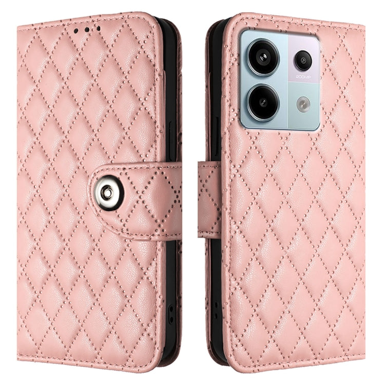 For Redmi Note 13 Pro 5G Global Rhombic Texture Flip Leather Phone Case with Lanyard