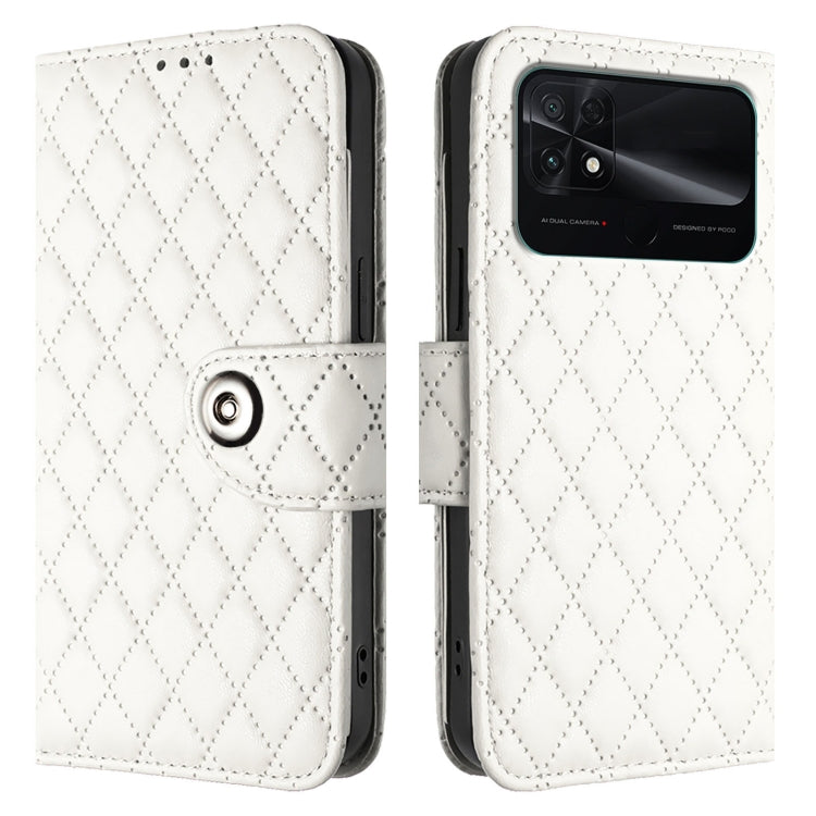 For Redmi 10C / Redmi 10 2022 India Rhombic Texture Flip Leather Phone Case with Lanyard