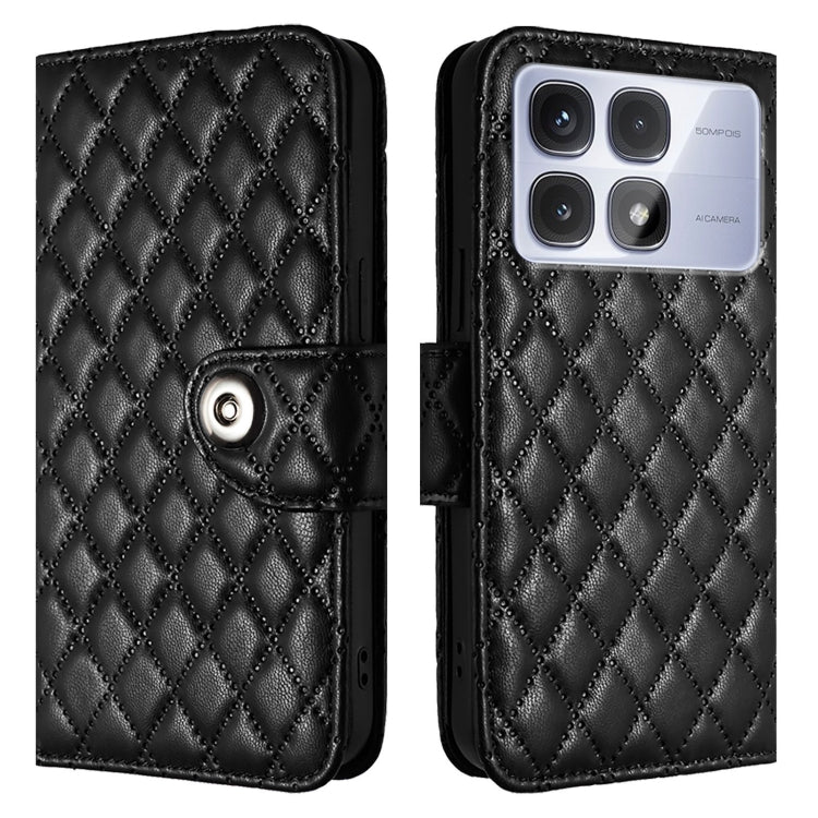 For Redmi K70 Ultra 5G Global Rhombic Texture Flip Leather Phone Case with Lanyard