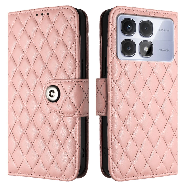 For Redmi K70 Ultra 5G Global Rhombic Texture Flip Leather Phone Case with Lanyard
