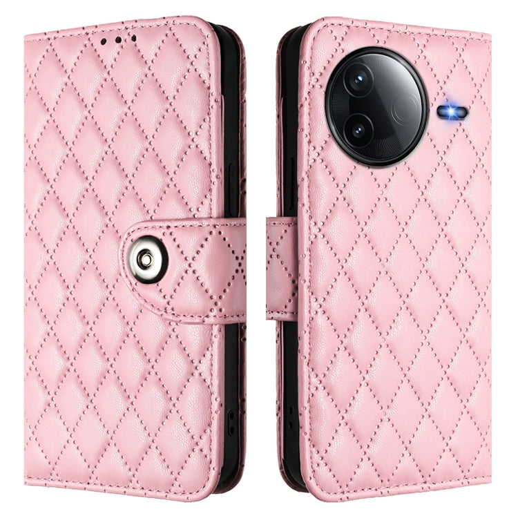 For Redmi K80 5G / K80 Pro 5G Rhombic Texture Flip Leather Phone Case with Lanyard