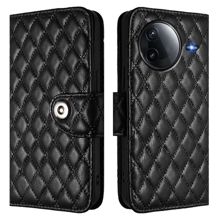For Redmi K80 5G / K80 Pro 5G Rhombic Texture Flip Leather Phone Case with Lanyard