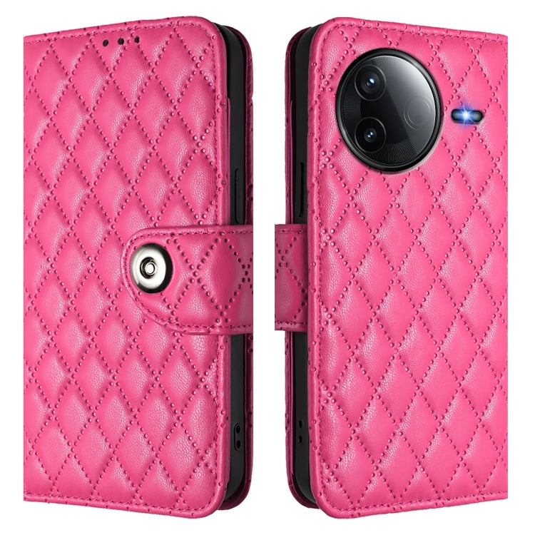 For Redmi K80 5G / K80 Pro 5G Rhombic Texture Flip Leather Phone Case with Lanyard