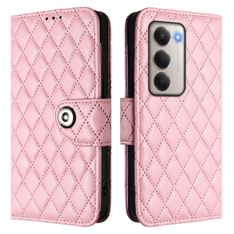 For Redmi 15 5G Global / 15 4G SEA Rhombic Texture Flip Leather Phone Case with Lanyard