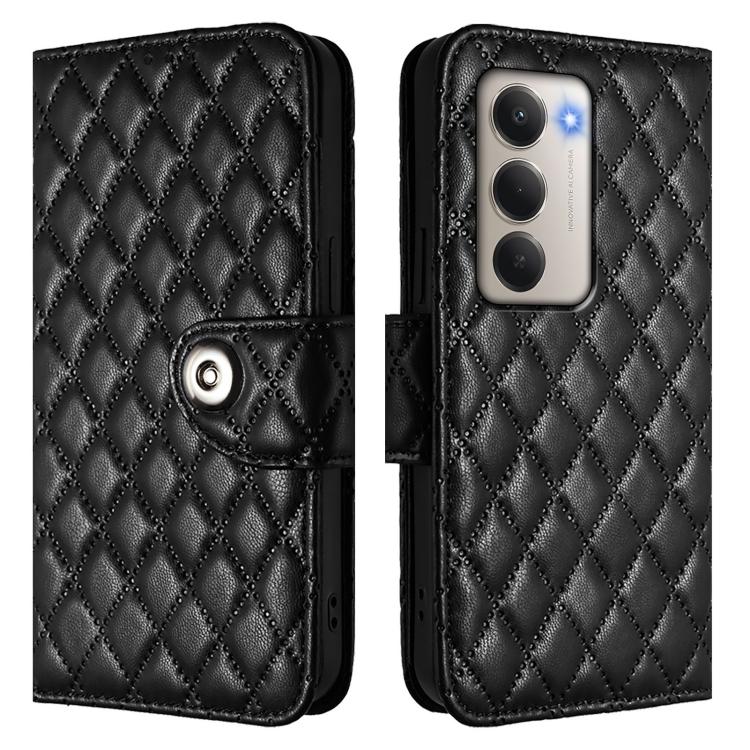 For Redmi 15 5G Global / 15 4G SEA Rhombic Texture Flip Leather Phone Case with Lanyard