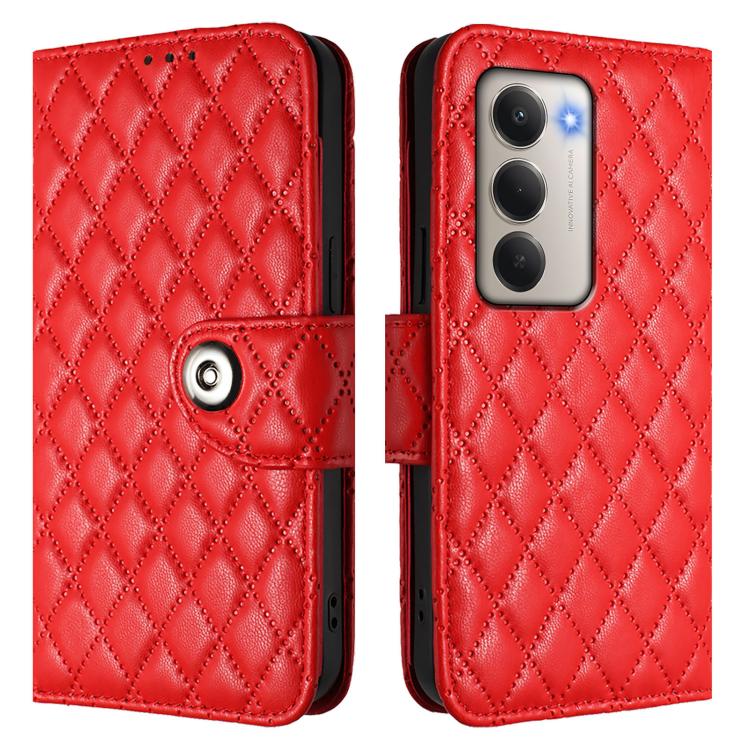 For Redmi 15 5G Global / 15 4G SEA Rhombic Texture Flip Leather Phone Case with Lanyard