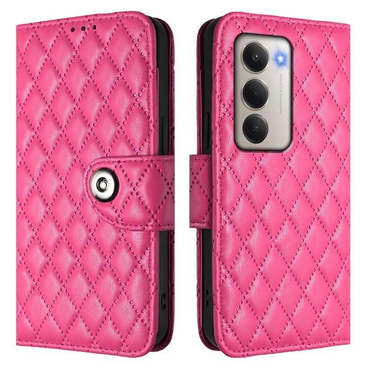 For Redmi 15 5G Global / 15 4G SEA Rhombic Texture Flip Leather Phone Case with Lanyard