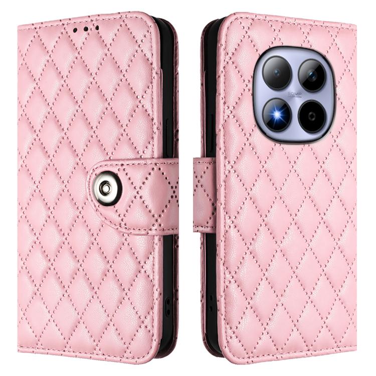 For Redmi Note 15 Pro 5G Global 163.6mm Rhombic Texture Flip Leather Phone Case with Lanyard