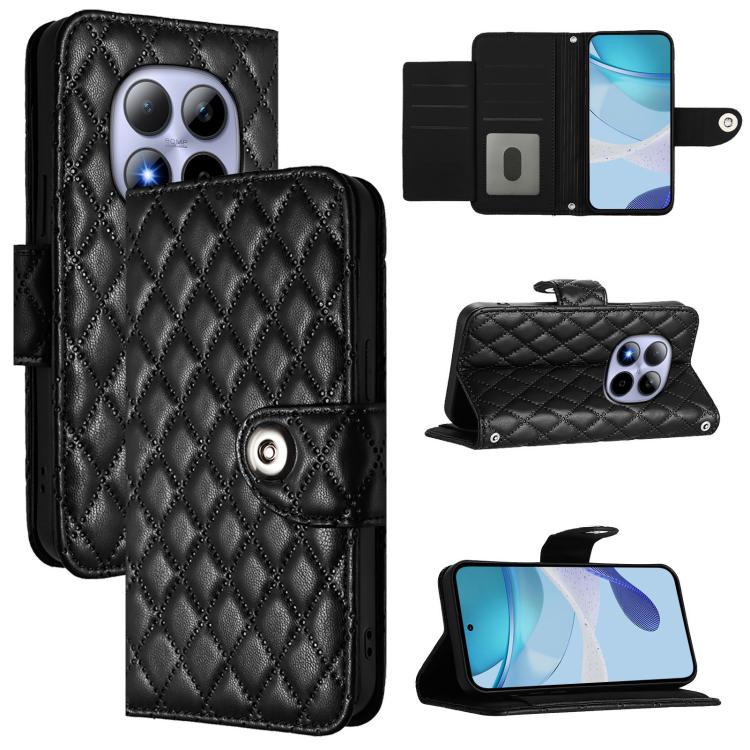 For Redmi Note 15 Pro 5G Global 163.6mm Rhombic Texture Flip Leather Phone Case with Lanyard