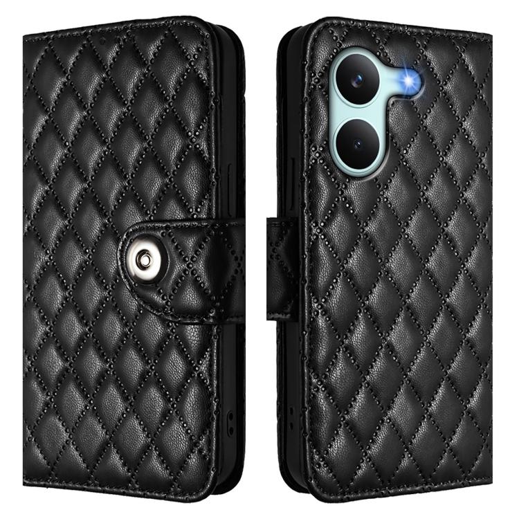 For Redmi Turbo 5 5G Global / Poco X8 Pro Rhombic Texture Flip Leather Phone Case with Lanyard