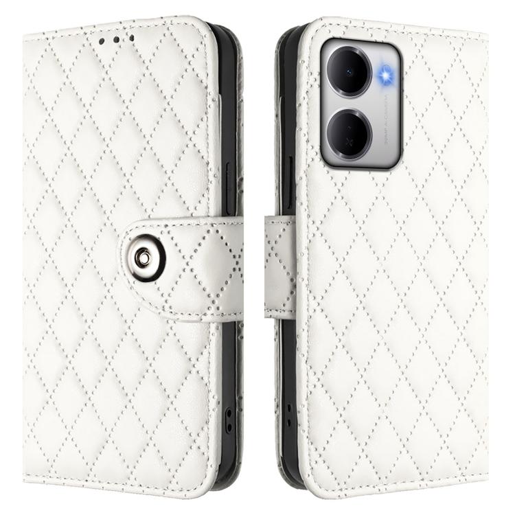 For Redmi 15a 5G Global Rhombic Texture Flip Leather Phone Case with Lanyard