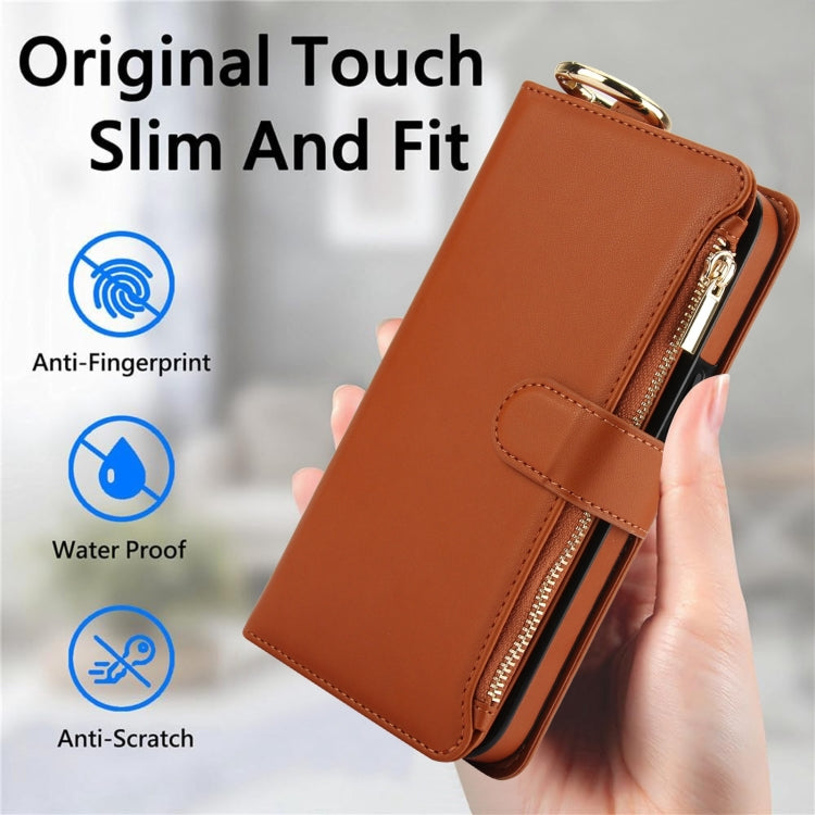 For iPhone 14 Crossbody Ring Multifunctional Wallet Leather Phone Case