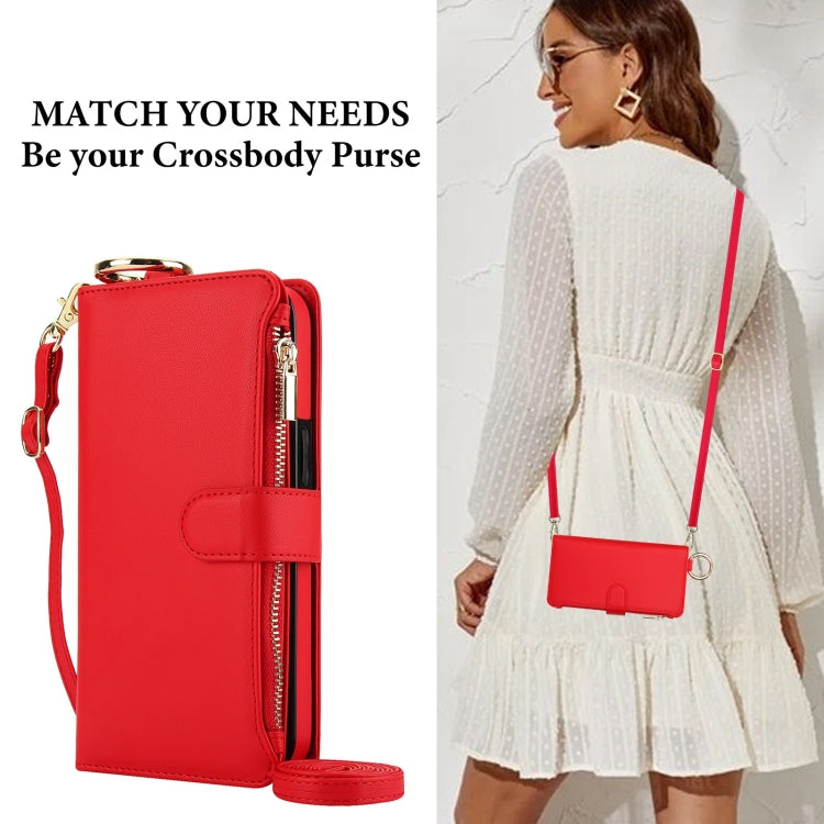 For iPhone 14 Pro Max Crossbody Ring Multifunctional Wallet Leather Phone Case