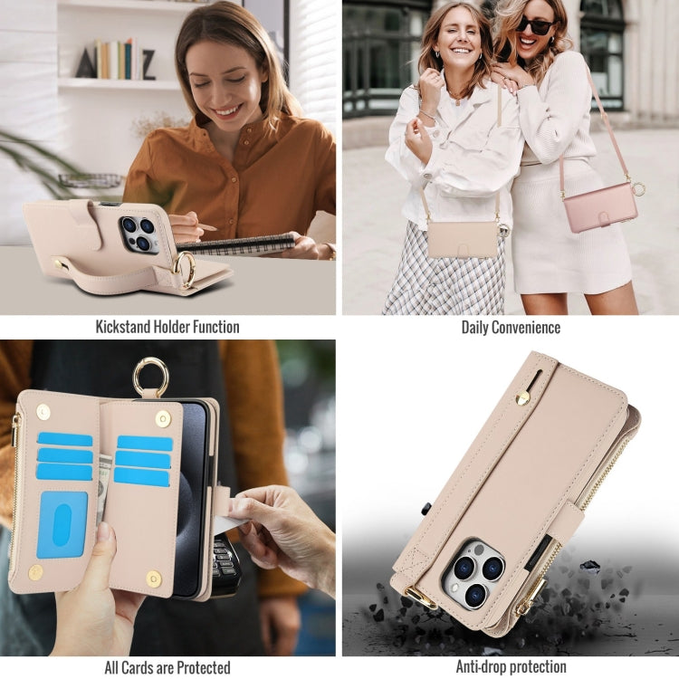 For iPhone 13 Pro Crossbody Ring Multifunctional Wallet Leather Phone Case