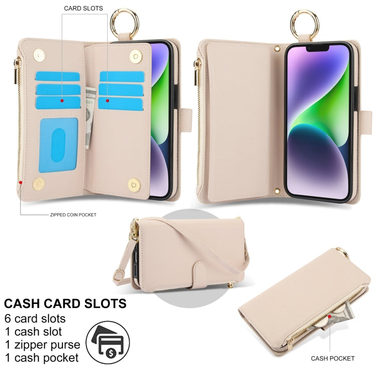 For iPhone 11 Crossbody Ring Multifunctional Wallet Leather Phone Case