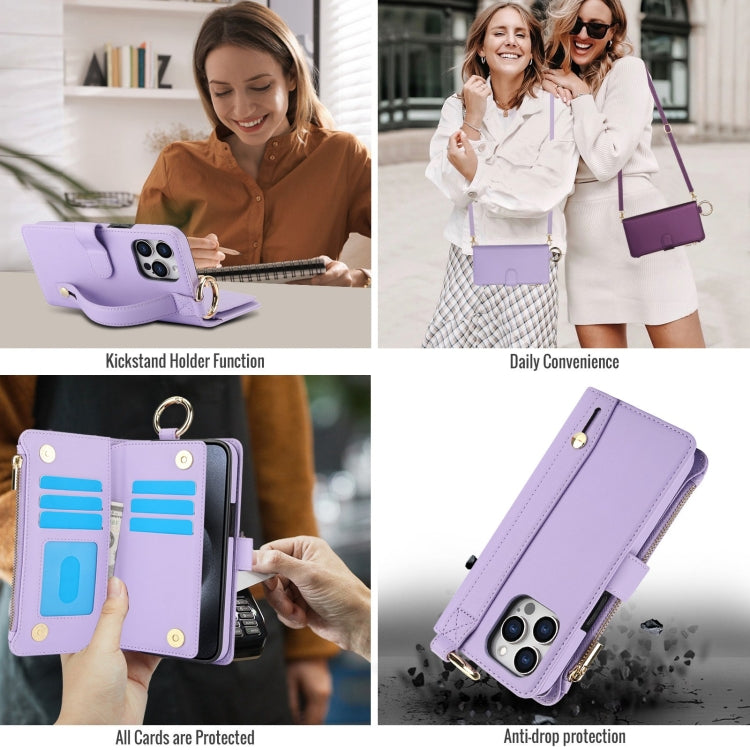 For iPhone 11 Pro Crossbody Ring Multifunctional Wallet Leather Phone Case