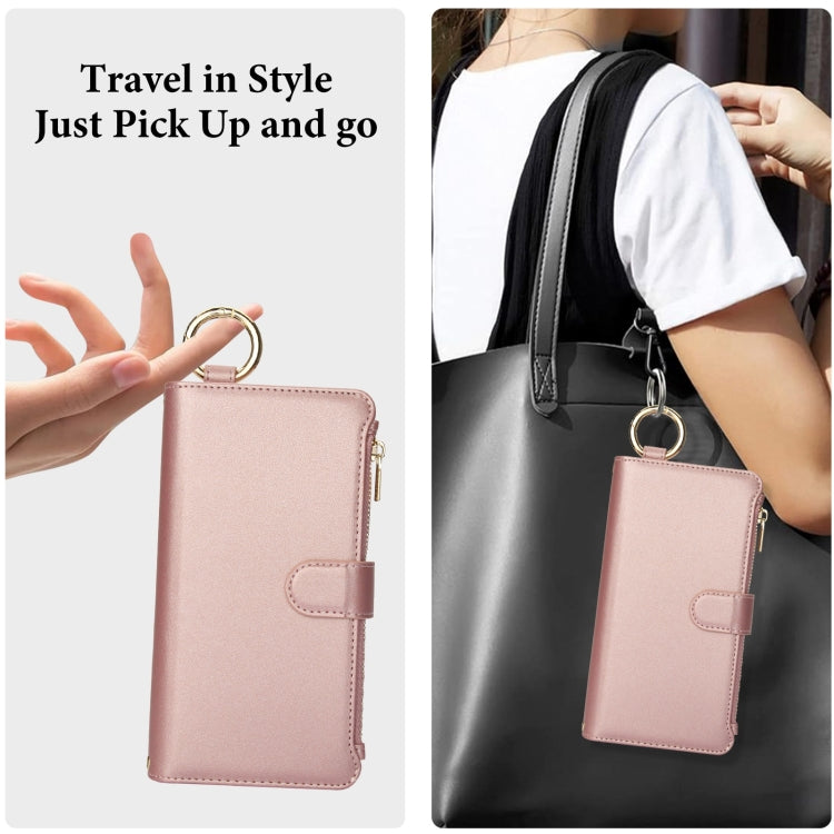For iPhone X / XS Crossbody Ring Multifunctional Wallet Leather Phone Case